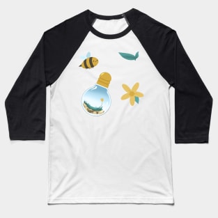 Cute Bee Lightbulb Terrarium Baseball T-Shirt